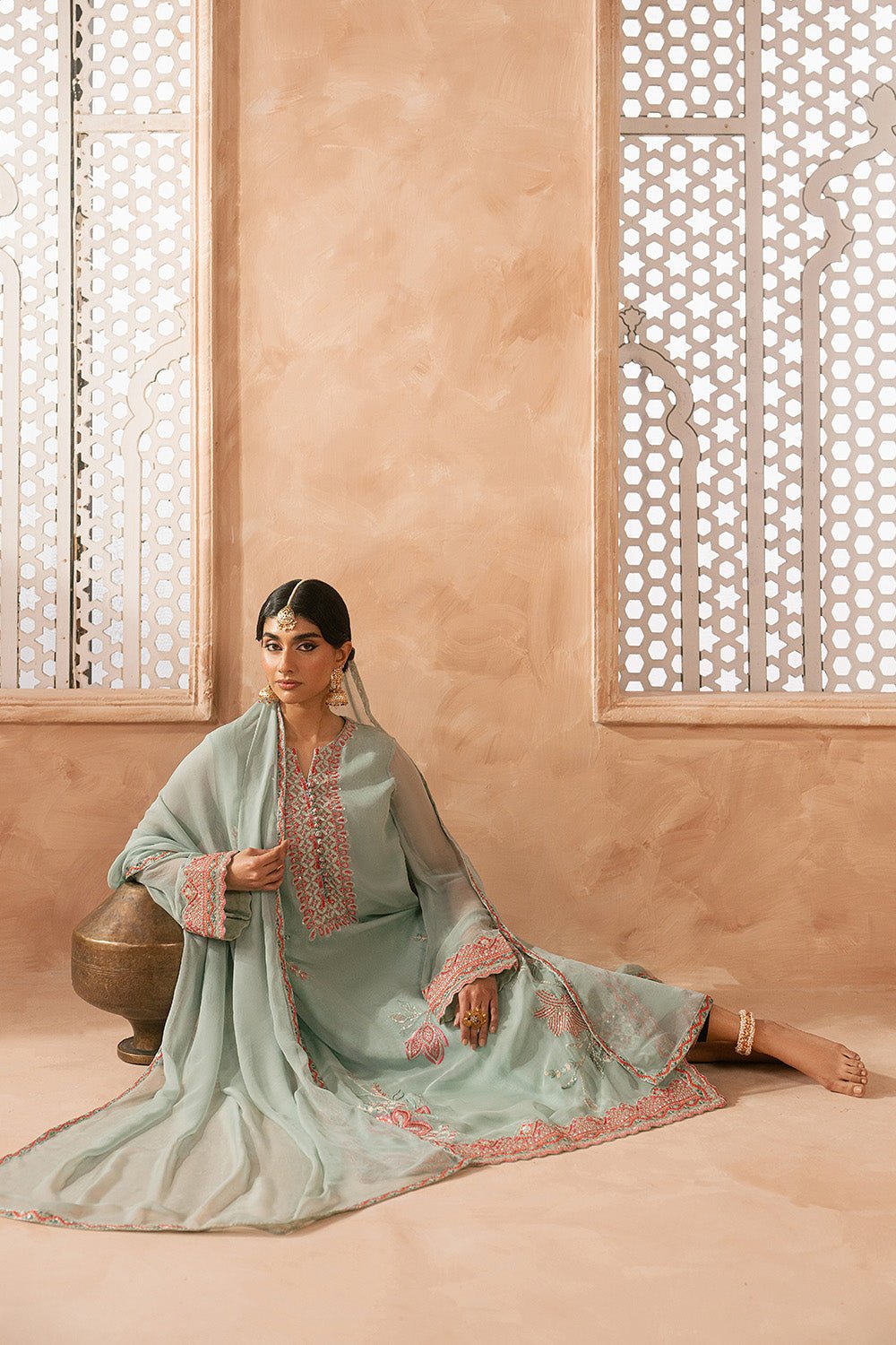 Maryum N Maria | Luxury Edit | MEIRA - MWU5684-Brand:Maryam N Maria-Type:Ladies Clothes-Sage Green-Chiffon-House of Maryam- Buy in UK, USA