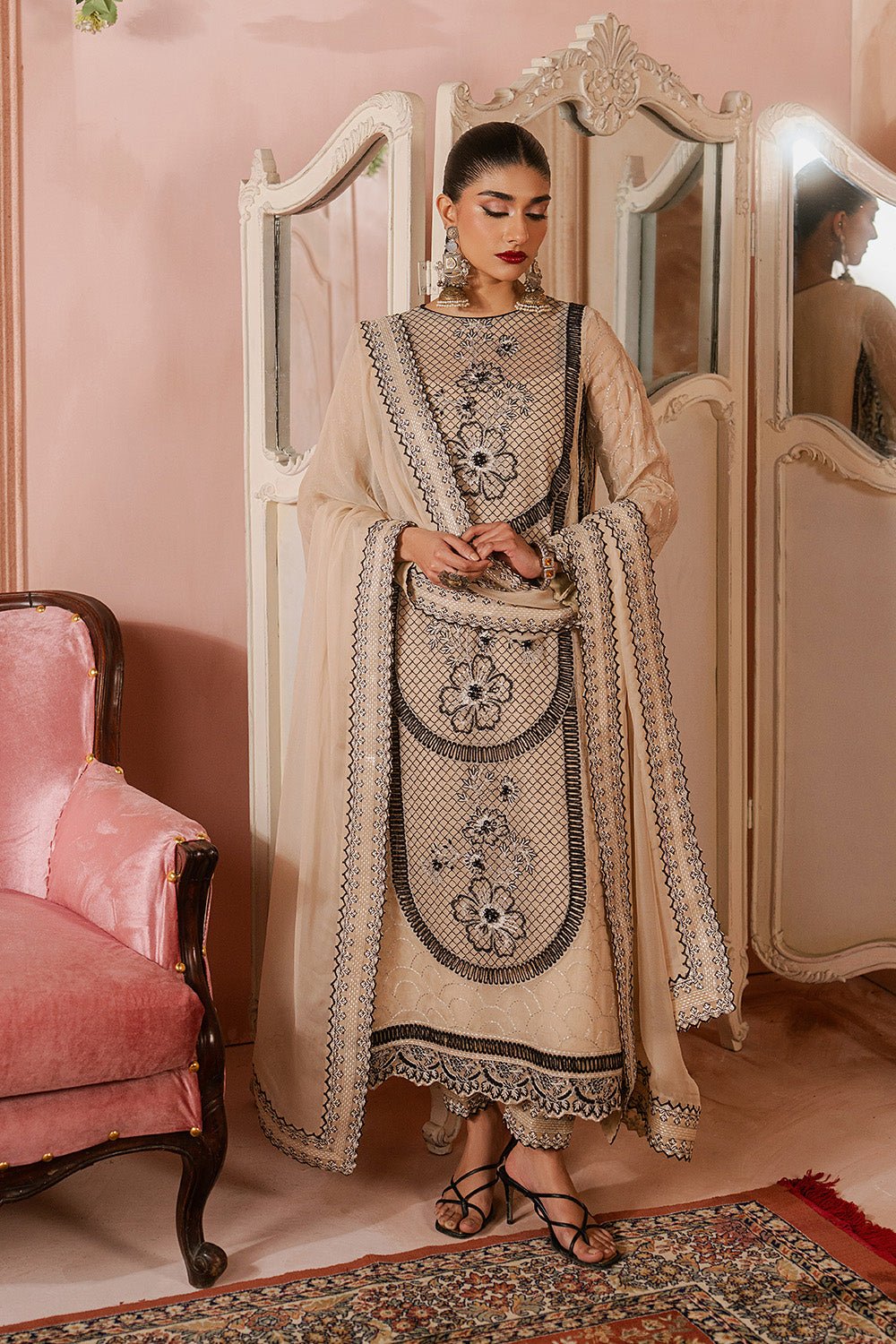 Maryum N Maria | Luxury Edit | NAVA - MWU5686-Brand:Maryam N Maria-Type:Ladies Clothes-Beige-Chiffon-House of Maryam- Buy in UK, USA