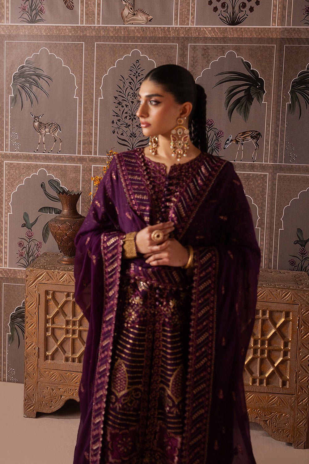 Maryum N Maria | Luxury Edit | RAISA - MWU5688-Brand:Maryum N Maria-Type:Ladies Clothes-Plum-Chiffon-House of Maryam- Buy in UK, USA