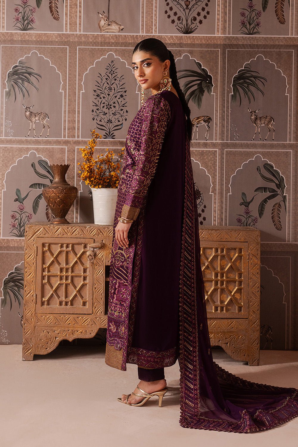 Maryum N Maria | Luxury Edit | RAISA - MWU5688-Brand:Maryum N Maria-Type:Ladies Clothes-Plum-Chiffon-House of Maryam- Buy in UK, USA
