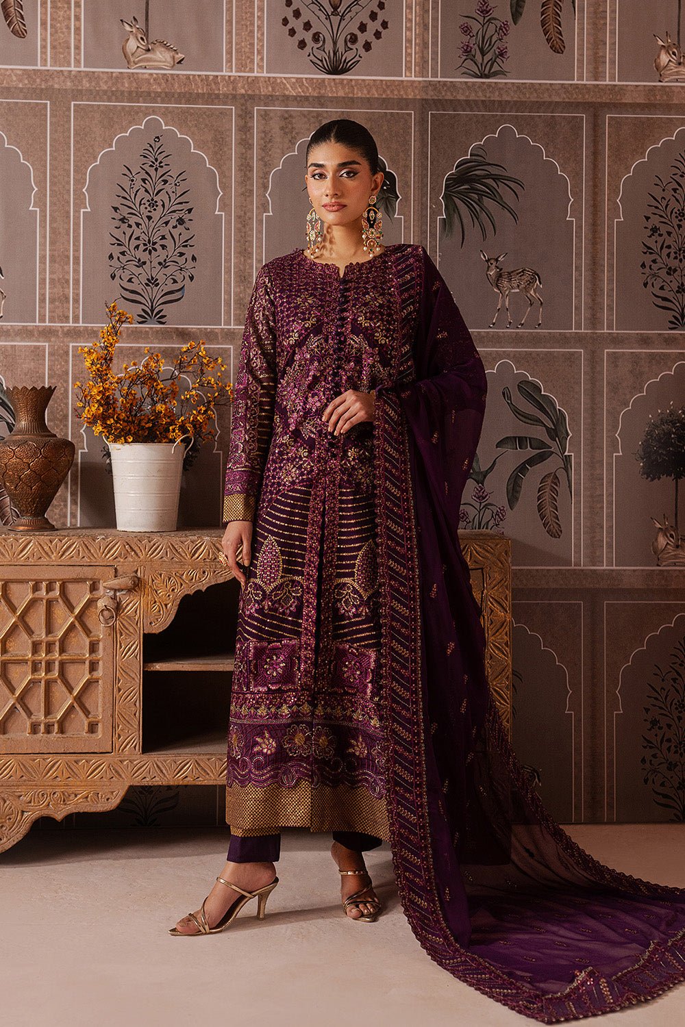 Maryum N Maria | Luxury Edit | RAISA - MWU5688-Brand:Maryum N Maria-Type:Ladies Clothes-Plum-Chiffon-House of Maryam- Buy in UK, USA
