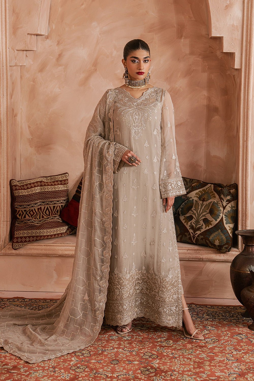 Maryum N Maria | Luxury Edit | SHAI - MWU5687-Brand:Maryam N Maria-Type:Ladies Clothes-Desert Sand-Chiffon-House of Maryam- Buy in UK, USA