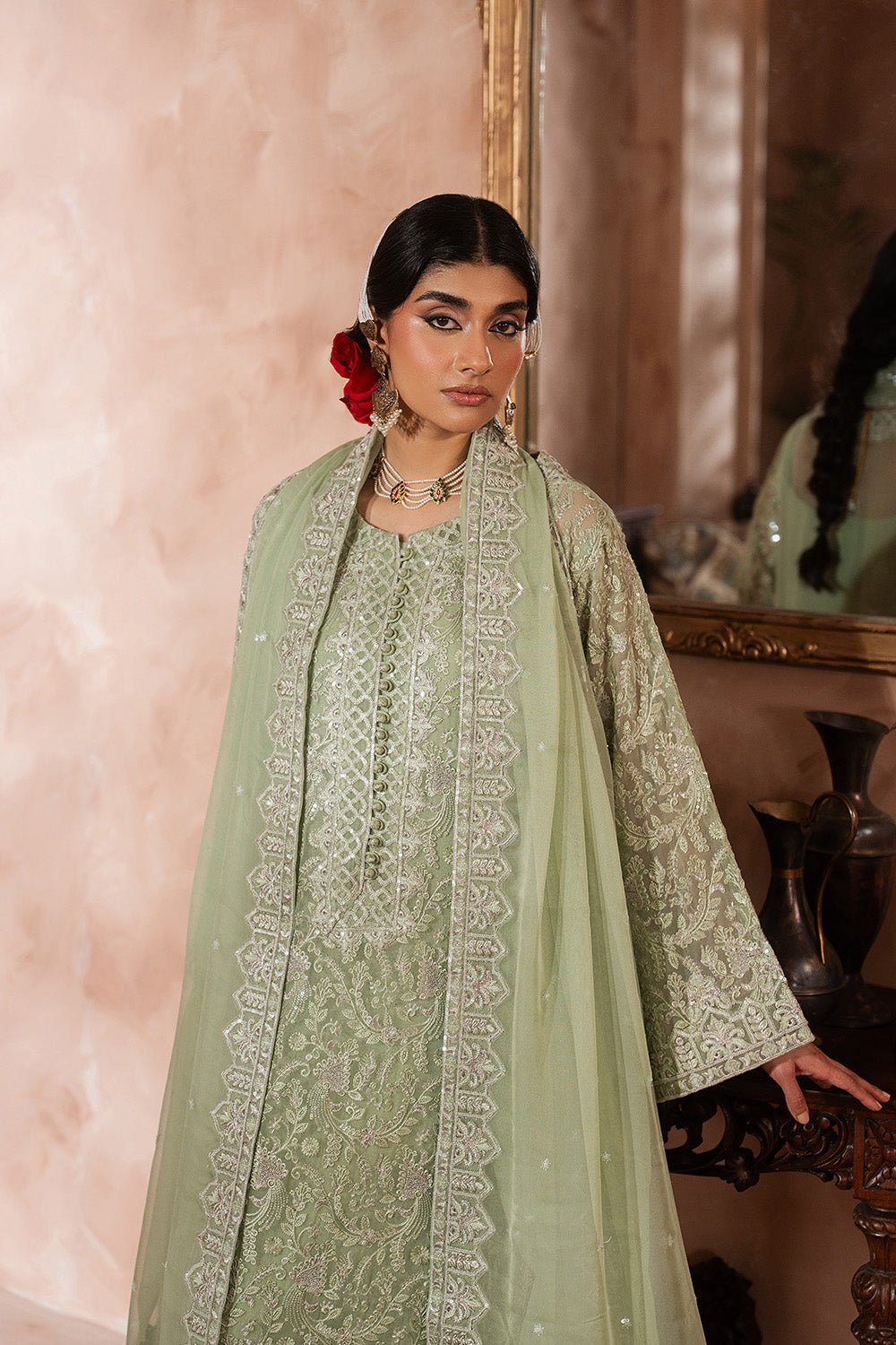 Maryum N Maria | Luxury Edit | SHAYNA - MWU5685-Brand:Maryam N Maria-Type:Ladies Clothes-Mint Green-Chiffon-House of Maryam- Buy in UK, USA