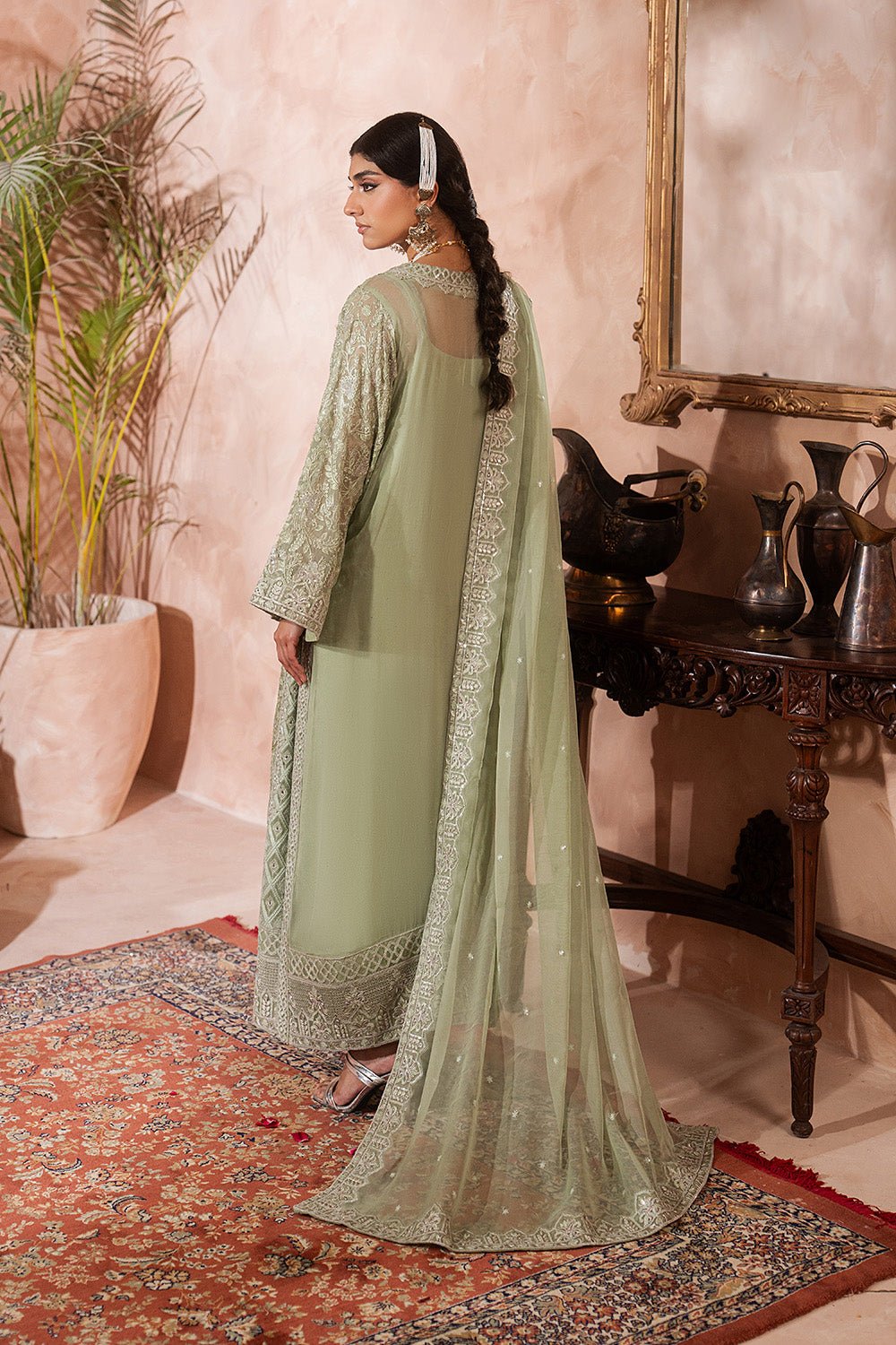 Maryum N Maria | Luxury Edit | SHAYNA - MWU5685-Brand:Maryam N Maria-Type:Ladies Clothes-Mint Green-Chiffon-House of Maryam- Buy in UK, USA