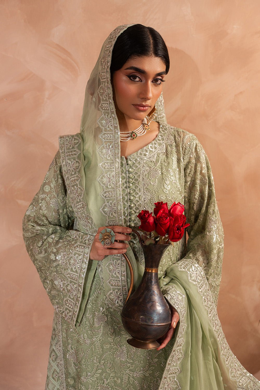Maryum N Maria | Luxury Edit | SHAYNA - MWU5685-Brand:Maryam N Maria-Type:Ladies Clothes-Mint Green-Chiffon-House of Maryam- Buy in UK, USA