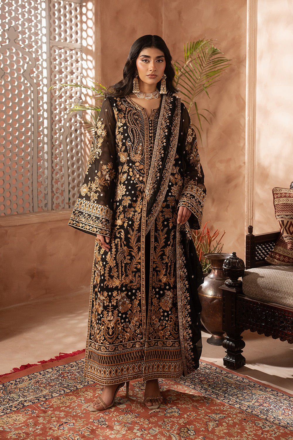 Maryum N Maria | Luxury Edit | TZEITEL - MWU5689-Brand:Maryam N Maria-Type:Ladies Clothes-Black-Chiffon-House of Maryam- Buy in UK, USA