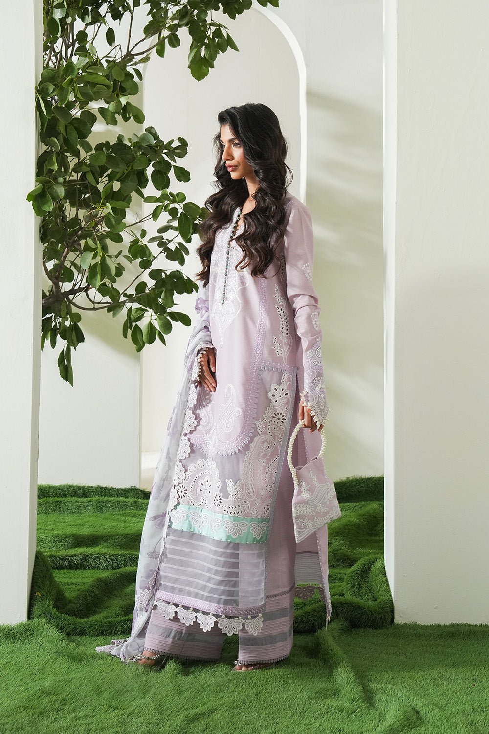 Maryum N Maria | Soiree Lawn | Fragnant-Brand:Maryam N Maria-Type:Ladies Clothes-Lawn-Soft Lilac-House of Maryam- Buy in UK, USA