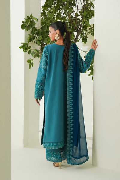Maryum N Maria | Soiree Lawn | Freesia-Brand:Maryam N Maria-Type:Ladies Clothes-Teal Blue-Lawn-House of Maryam- Buy in UK, USA