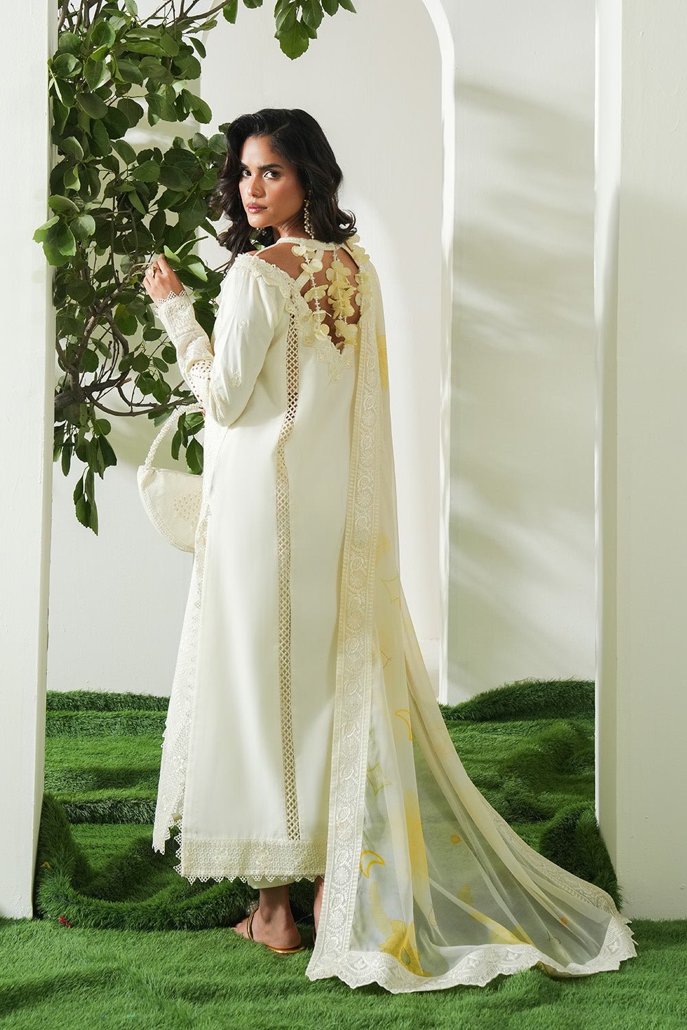 Maryum N Maria | Soiree Lawn | Lime-Brand:Maryum N Maria-Type:Ladies Clothes-Ivory-Lawn-House of Maryam- Buy in UK, USA