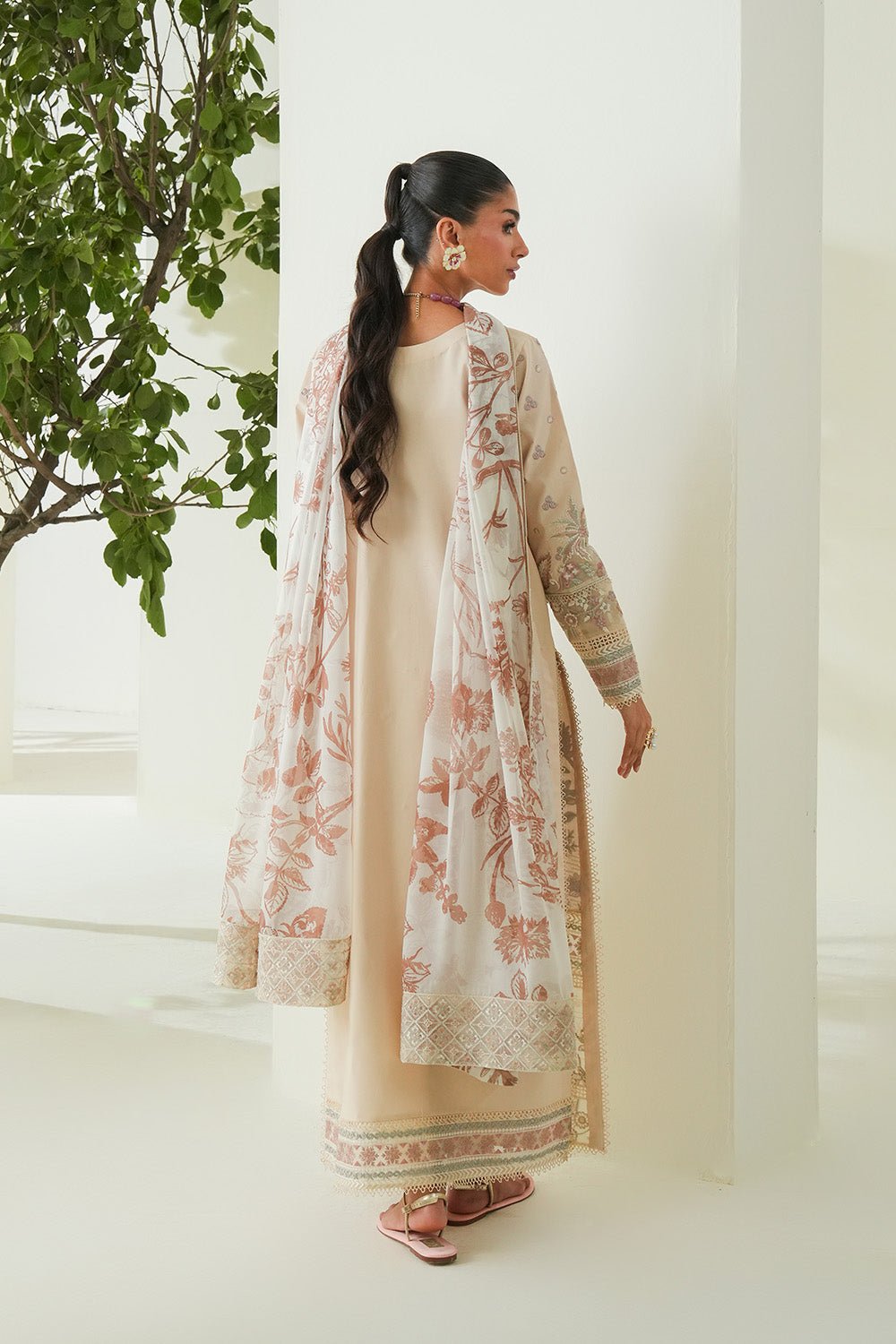 Maryum N Maria | Soiree Lawn | Shore-Brand:Maryum N Maria-Type:Ladies Clothes-Ivory-Lawn-House of Maryam- Buy in UK, USA