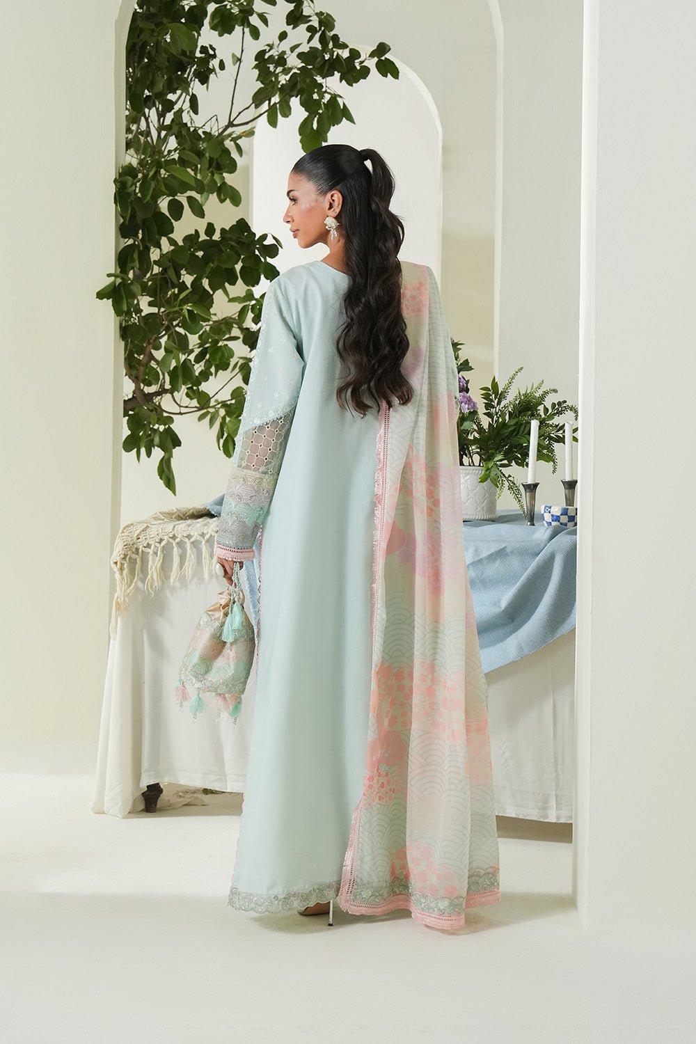 Maryum N Maria | Soiree Lawn |Soothing Sea-Brand:Maryam N Maria-Type:Ladies Clothes-Ice Blue-Lawn-House of Maryam- Buy in UK, USA