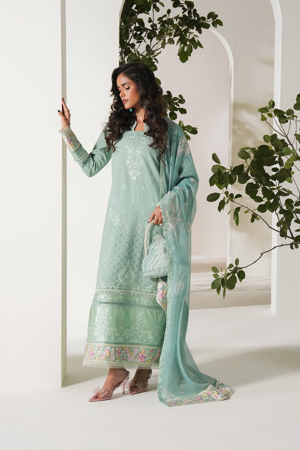 Maryum N Maria | Soiree Lawn | Spring Dew-Brand:Maryam N Maria-Type:Ladies Clothes-Ice Blue-Lawn-House of Maryam- Buy in UK, USA