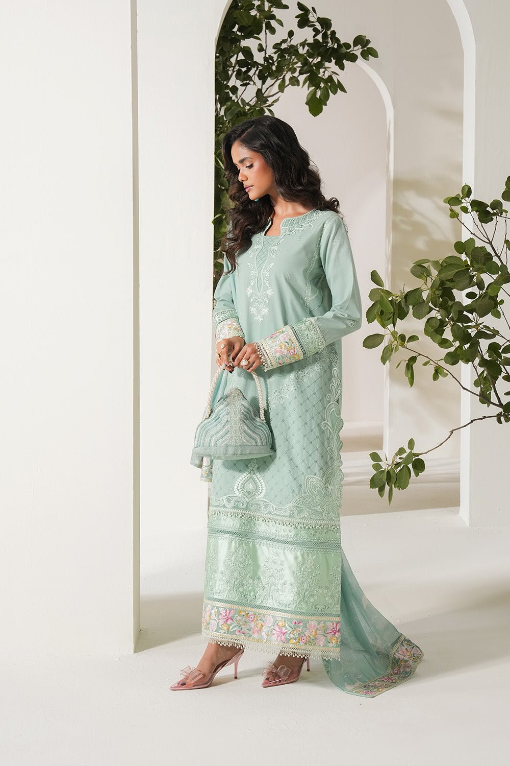 Maryum N Maria | Soiree Lawn | Spring Dew-Brand:Maryam N Maria-Type:Ladies Clothes-Ice Blue-Lawn-House of Maryam- Buy in UK, USA