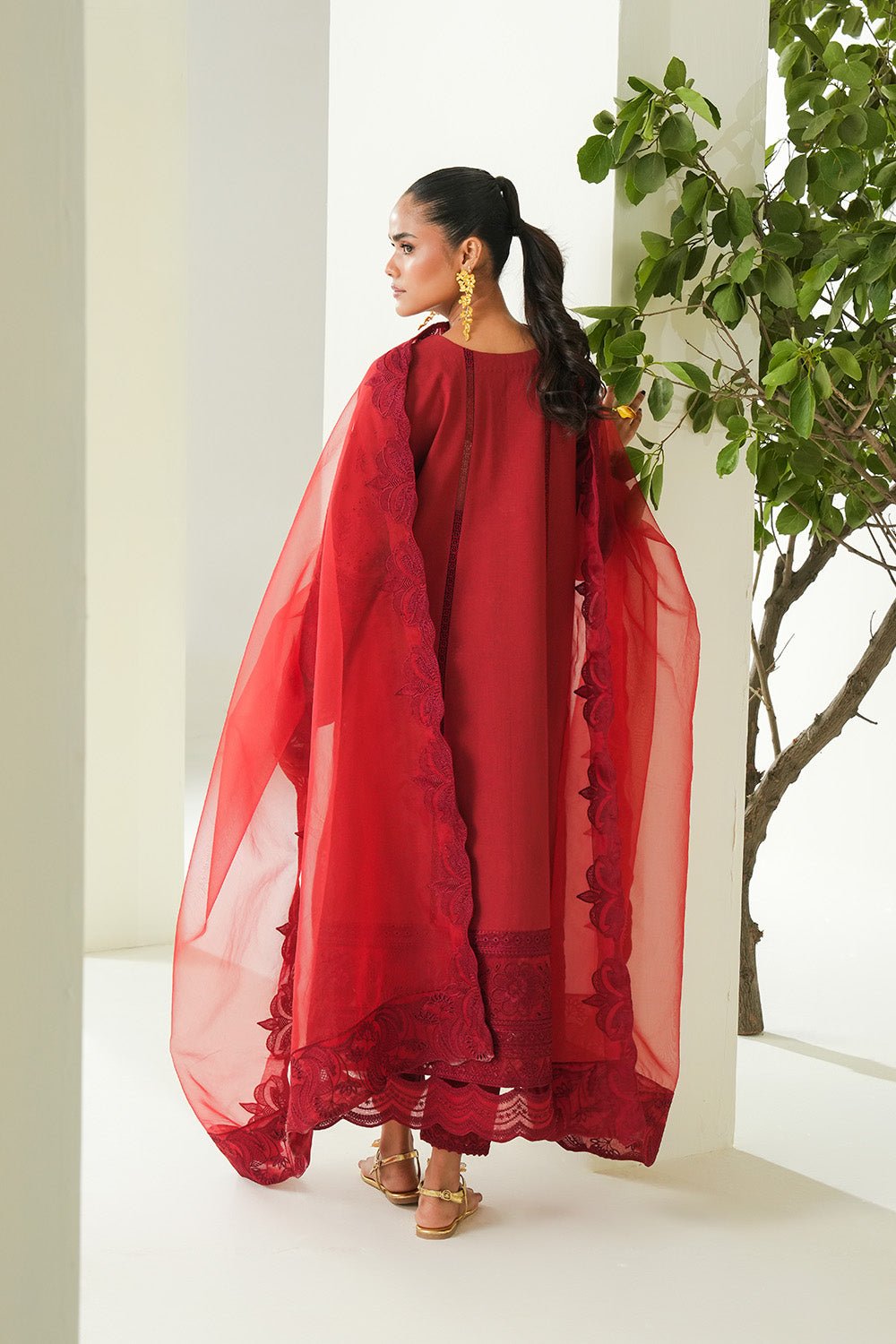 Maryum N Maria | Soiree Lawn | Zinnia-Brand:Maryum N Maria-Type:Ladies Clothes-Haute Red-Lawn-House of Maryam- Buy in UK, USA