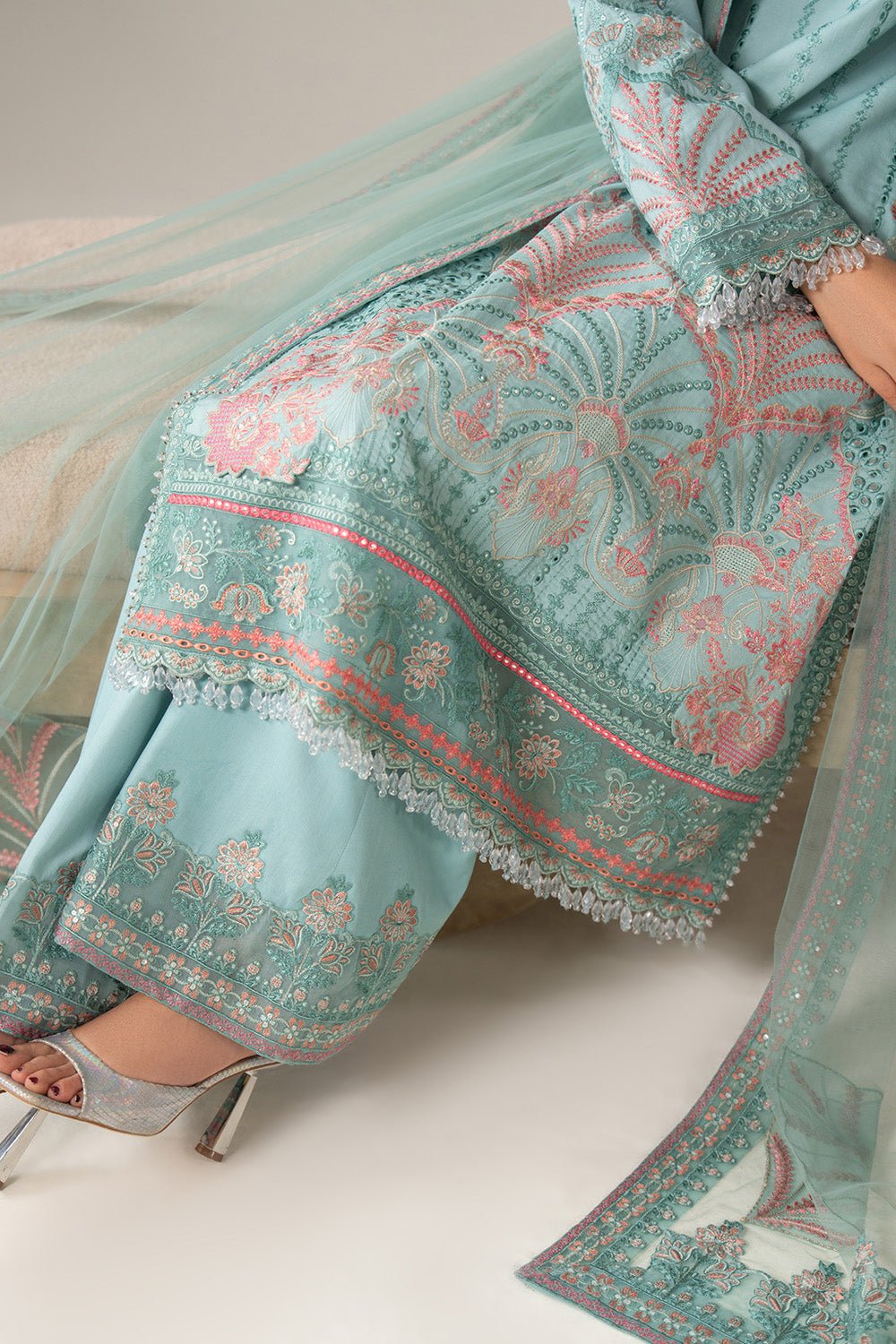 Maryum N Maria | The Eid Affair | BANIN - MSS6368-Brand:Maryum N Maria-Type:Ladies Clothes-Light Blue-Lawn-House of Maryam- Buy in UK, USA