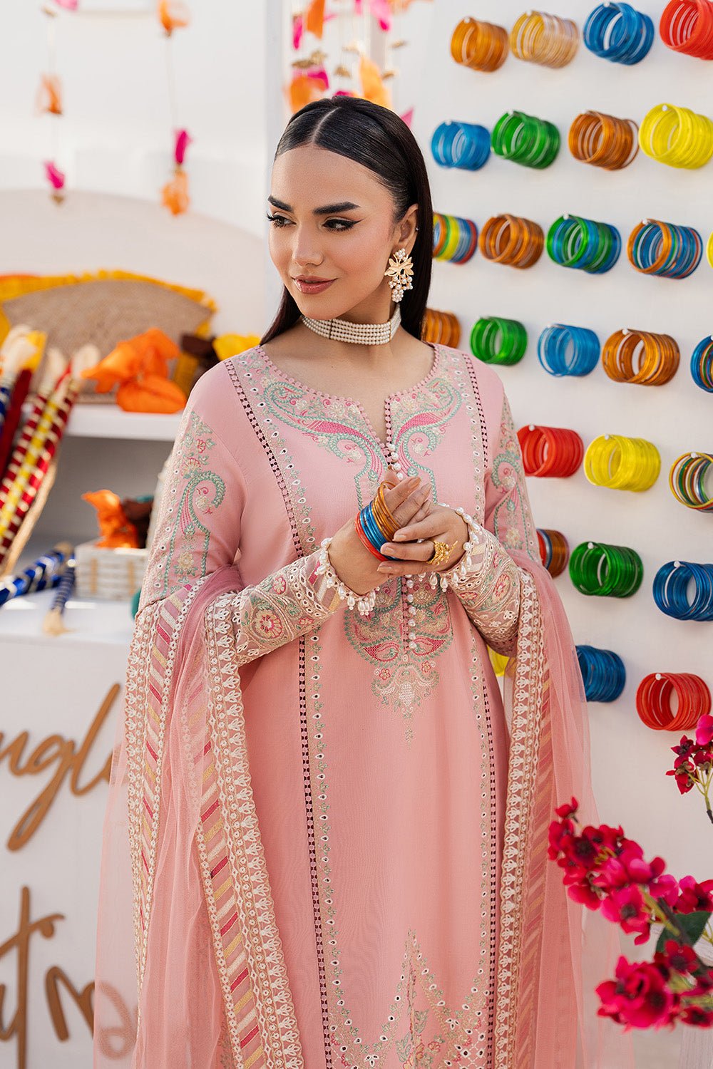 Maryum N Maria | The Eid Affair | HAWRAA - MSS6370-Brand:Maryum N Maria-Type:Ladies Clothes-Light Peach Pink-Lawn-House of Maryam- Buy in UK, USA