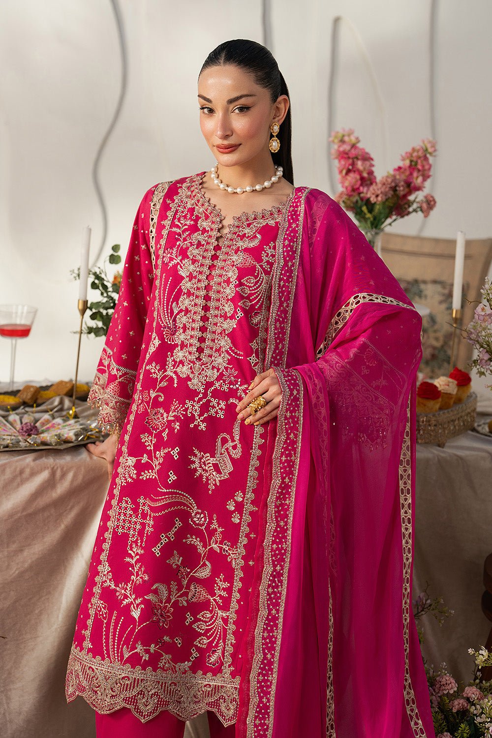 Maryum N Maria | The Eid Affair |SHAMS - MSS6373-Brand:Maryum N Maria-Type:Ladies Clothes-Candy Pink-Lawn-House of Maryam- Buy in UK, USA