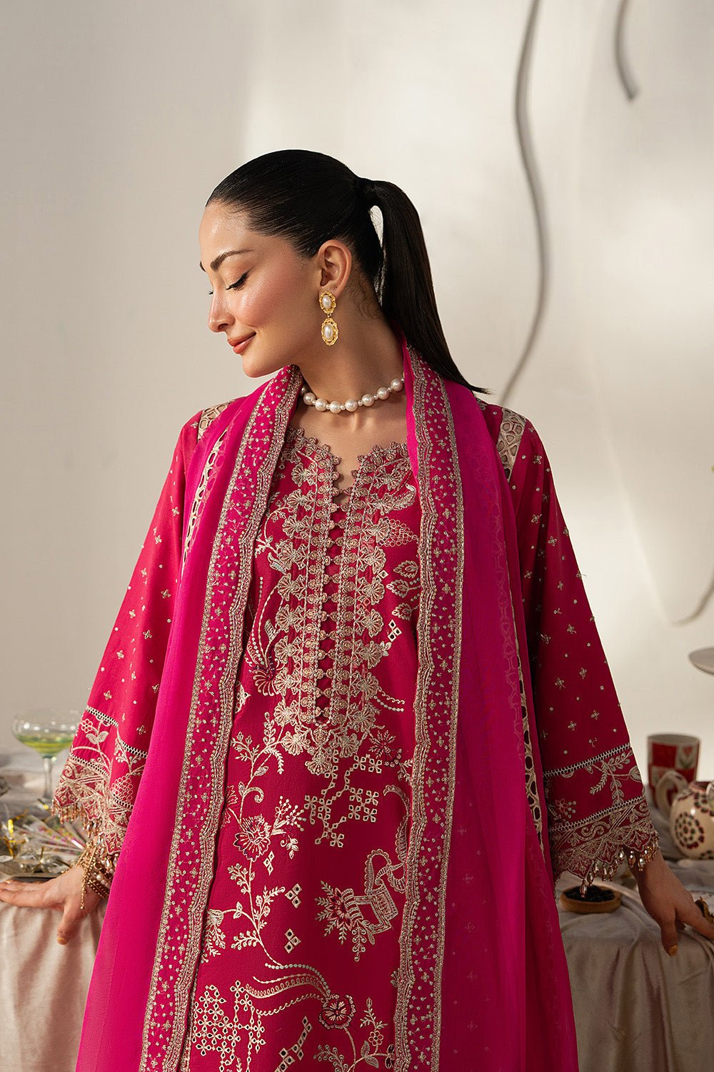 Maryum N Maria | The Eid Affair |SHAMS - MSS6373-Brand:Maryum N Maria-Type:Ladies Clothes-Candy Pink-Lawn-House of Maryam- Buy in UK, USA