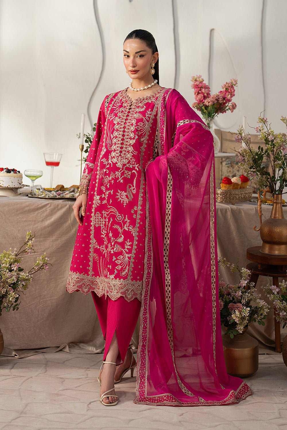 Maryum N Maria | The Eid Affair |SHAMS - MSS6373-Brand:Maryum N Maria-Type:Ladies Clothes-Candy Pink-Lawn-House of Maryam- Buy in UK, USA