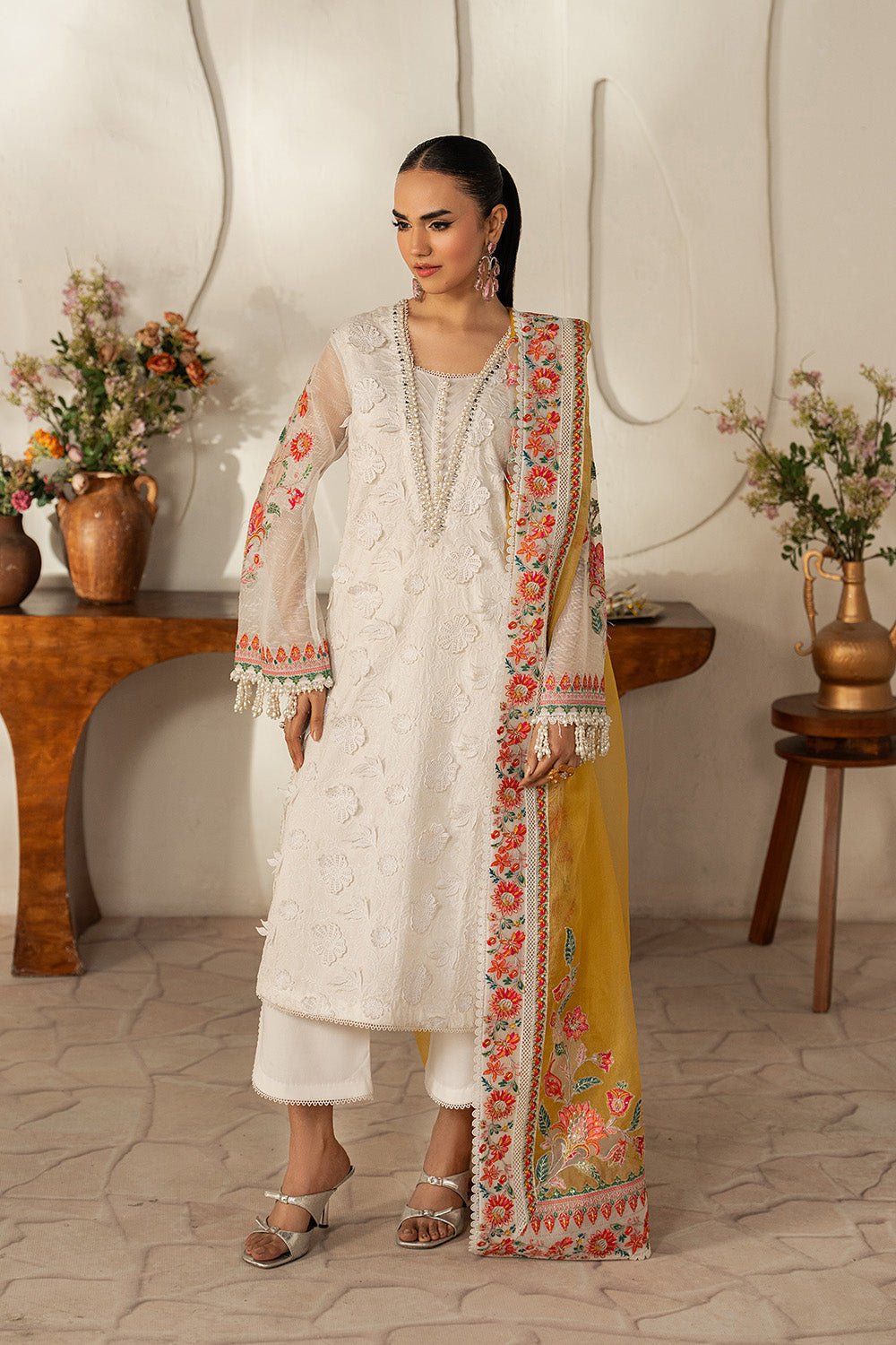 Maryum N Maria | The Eid Affair | TALIN - MSS6376-Brand:Maryum N Maria-Type:Ladies Clothes-Ivory-Lawn-House of Maryam- Buy in UK, USA