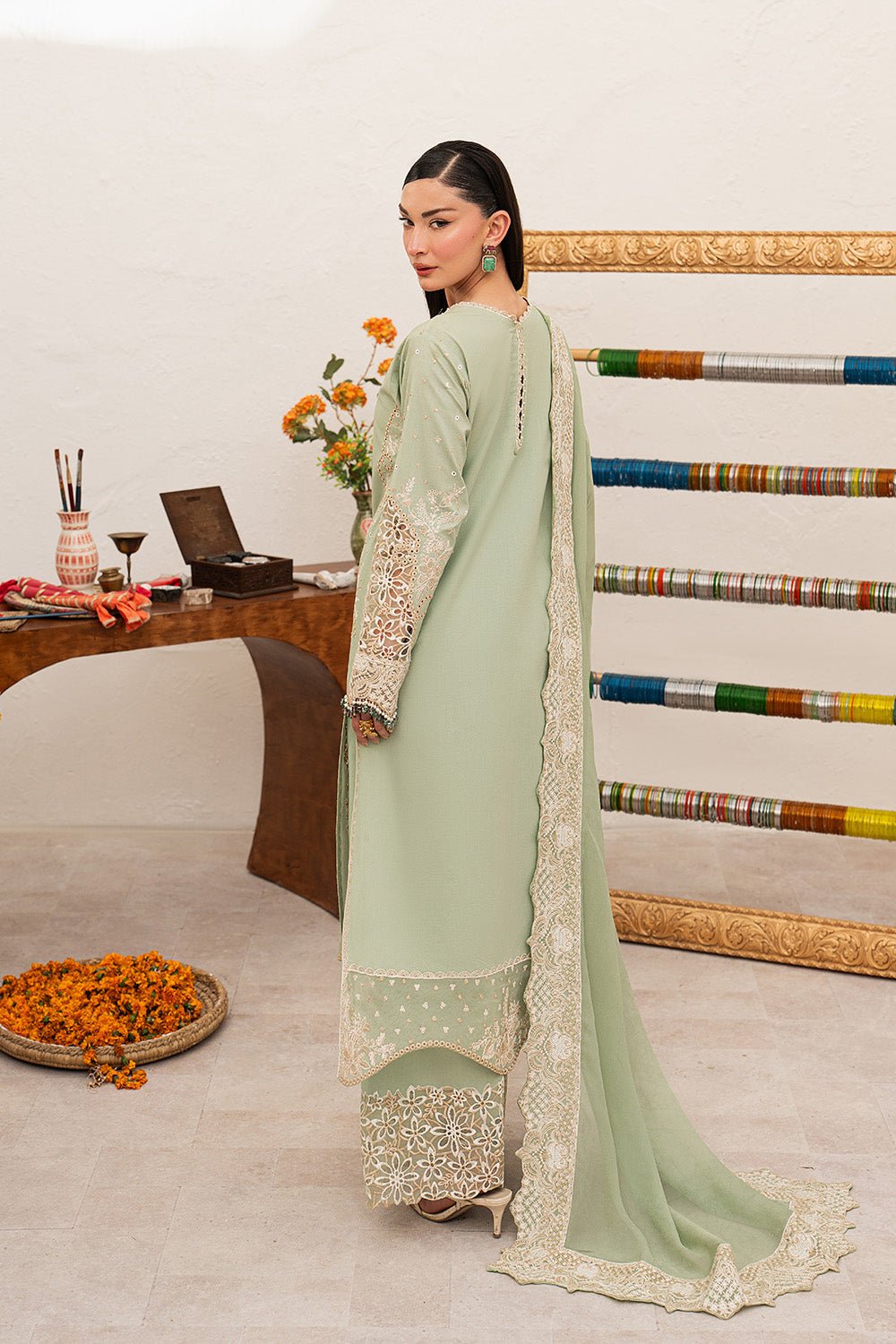 Maryum N Maria | The Eid Affair | YAQEEN - MSS6384-Brand:Maryum N Maria-Type:Ladies Clothes-Mint-Lawn-House of Maryam- Buy in UK, USA