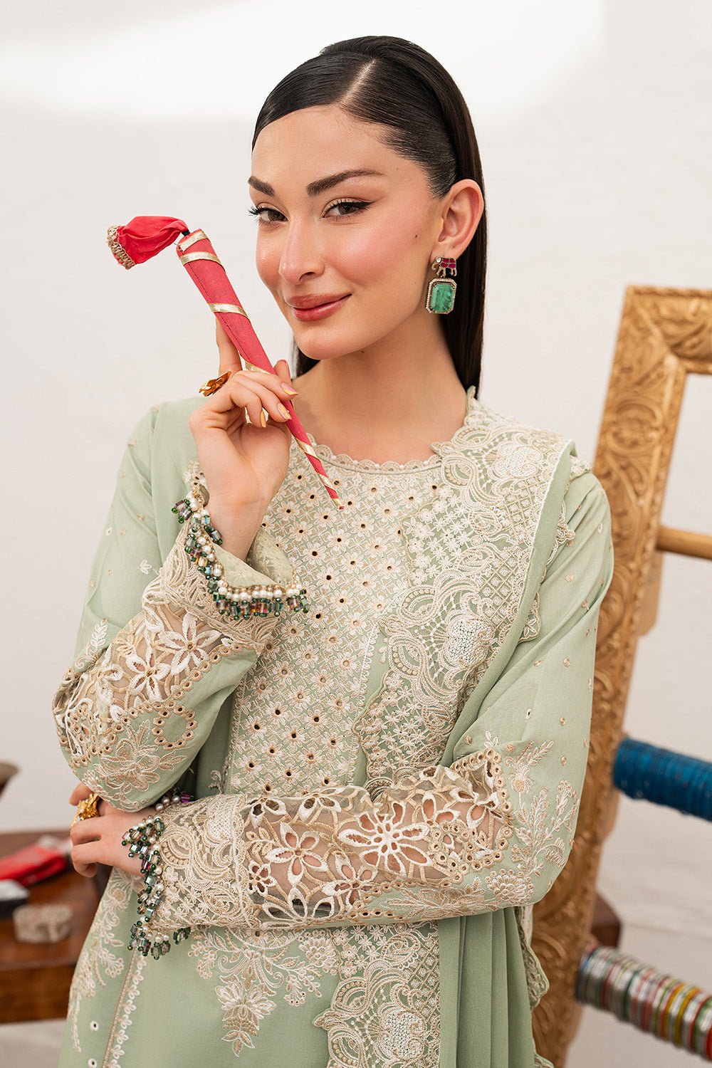 Maryum N Maria | The Eid Affair | YAQEEN - MSS6384-Brand:Maryum N Maria-Type:Ladies Clothes-Mint-Lawn-House of Maryam- Buy in UK, USA