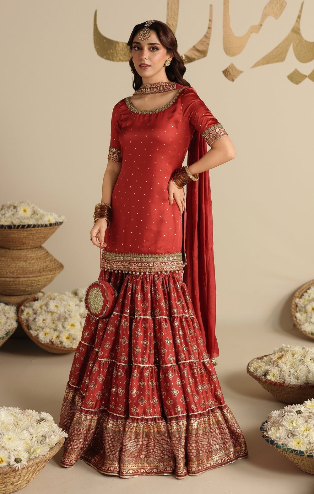 Maya | Jahanara Festive Edit 26 | AMARIYA-Brand:Maya-Type:Ladies Clothes-Dust Red-Premium Silk-House of Maryam- Buy in UK, USA