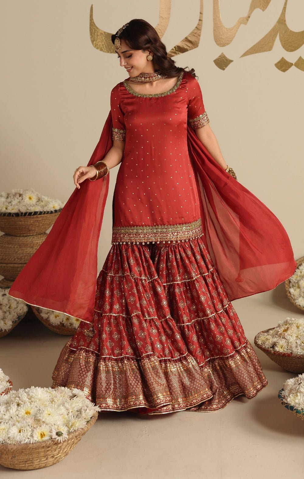 Maya | Jahanara Festive Edit 26 | AMARIYA-Brand:Maya-Type:Ladies Clothes-Dust Red-Premium Silk-House of Maryam- Buy in UK, USA