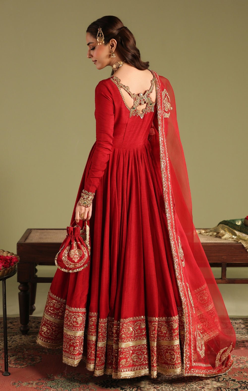 Maya | Jahanara Festive Edit 26 | MAHJABEEN-Brand:Maya-Type:Ladies Clothes-Red-Raw Silk-House of Maryam- Buy in UK, USA