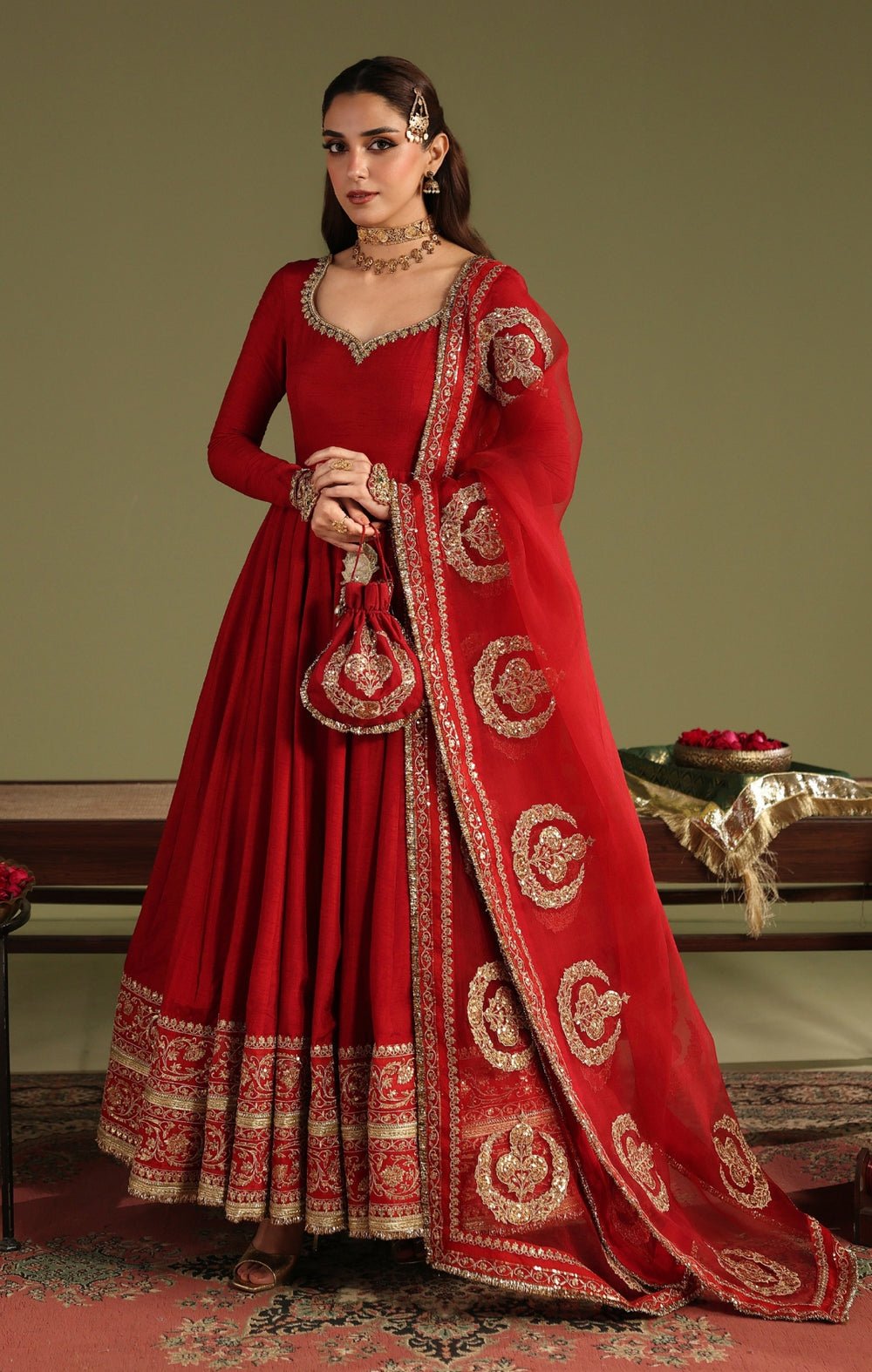 Maya | Jahanara Festive Edit 26 | MAHJABEEN-Brand:Maya-Type:Ladies Clothes-Red-Raw Silk-House of Maryam- Buy in UK, USA