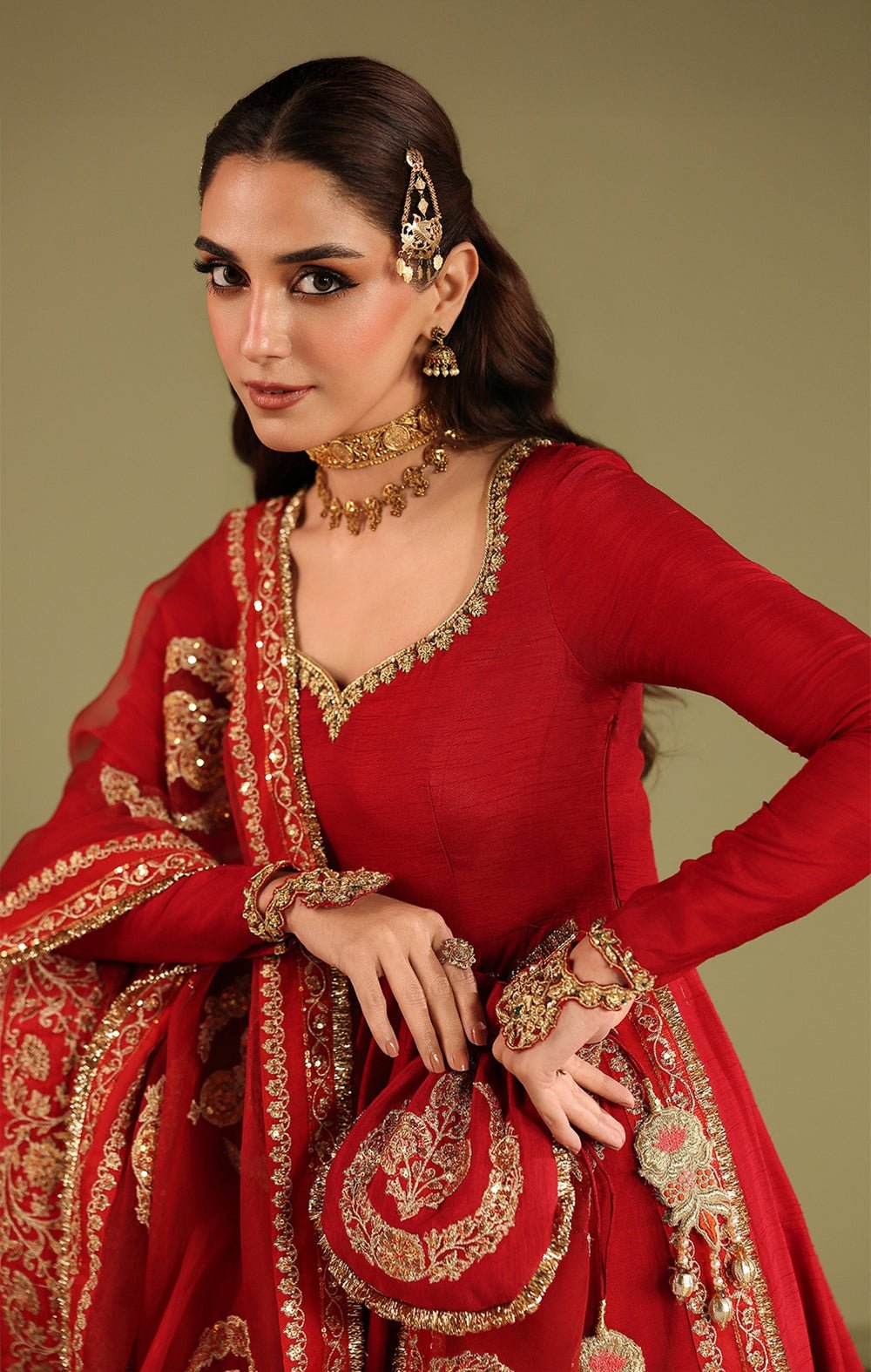 Maya | Jahanara Festive Edit 26 | MAHJABEEN-Brand:Maya-Type:Ladies Clothes-Red-Raw Silk-House of Maryam- Buy in UK, USA