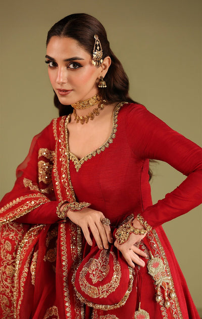 Maya | Jahanara Festive Edit 26 | MAHJABEEN-Brand:Maya-Type:Ladies Clothes-Red-Raw Silk-House of Maryam- Buy in UK, USA