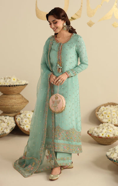 Maya | Jahanara Festive Edit 26 | MASTANI-Brand:Maya-Type:Ladies Clothes-Mint-Raw Silk-House of Maryam- Buy in UK, USA