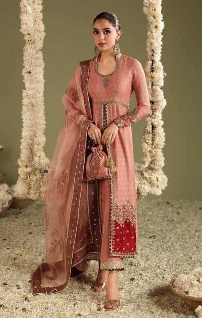 Maya | Jahanara Festive Edit 26 | MEERAS-Brand:Maya-Type:Ladies Clothes-Peach Pink-Cotton Net-House of Maryam- Buy in UK, USA