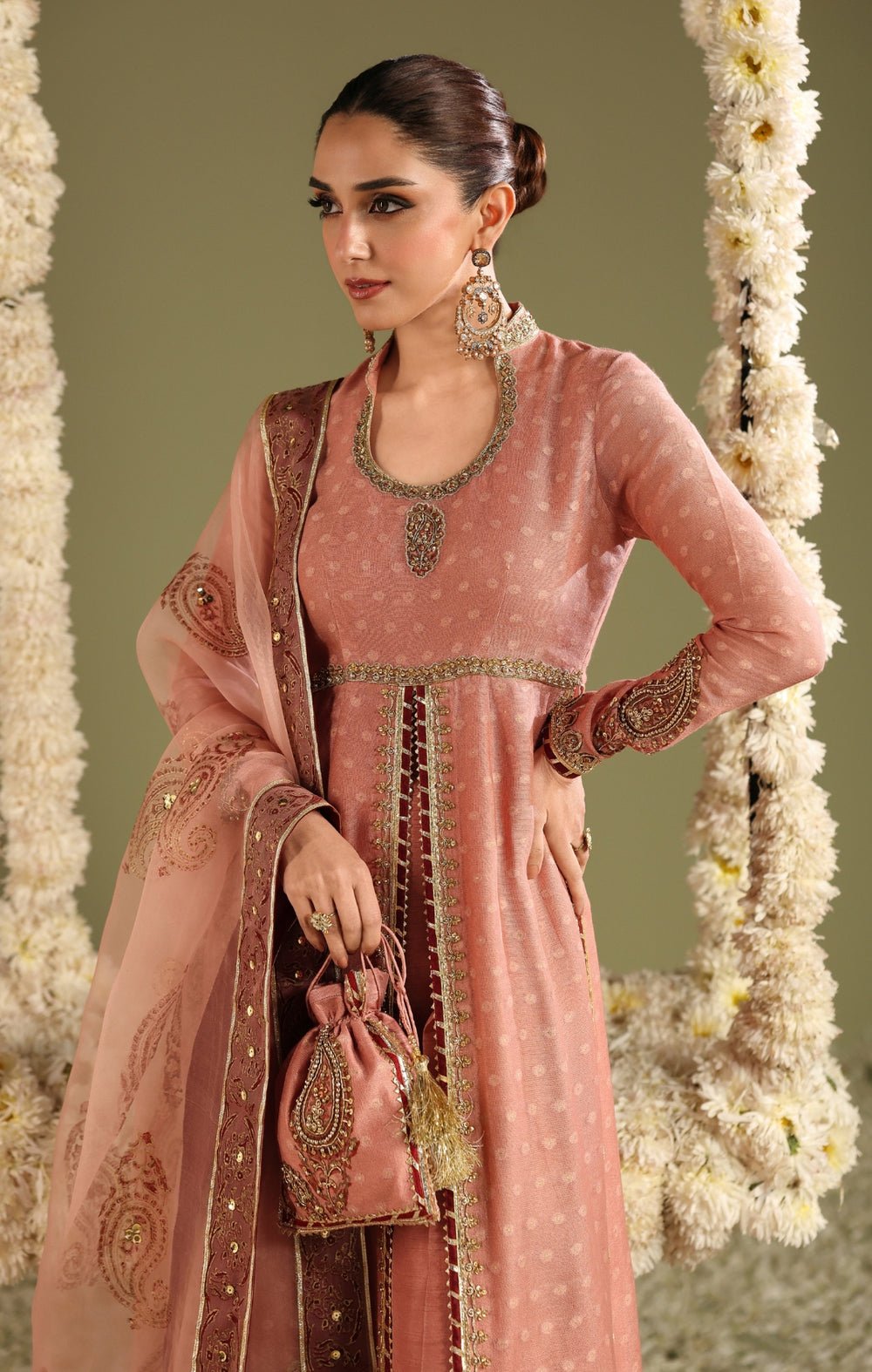 Maya | Jahanara Festive Edit 26 | MEERAS-Brand:Maya-Type:Ladies Clothes-Peach Pink-Cotton Net-House of Maryam- Buy in UK, USA
