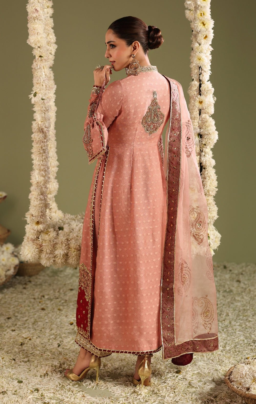 Maya | Jahanara Festive Edit 26 | MEERAS-Brand:Maya-Type:Ladies Clothes-Peach Pink-Cotton Net-House of Maryam- Buy in UK, USA