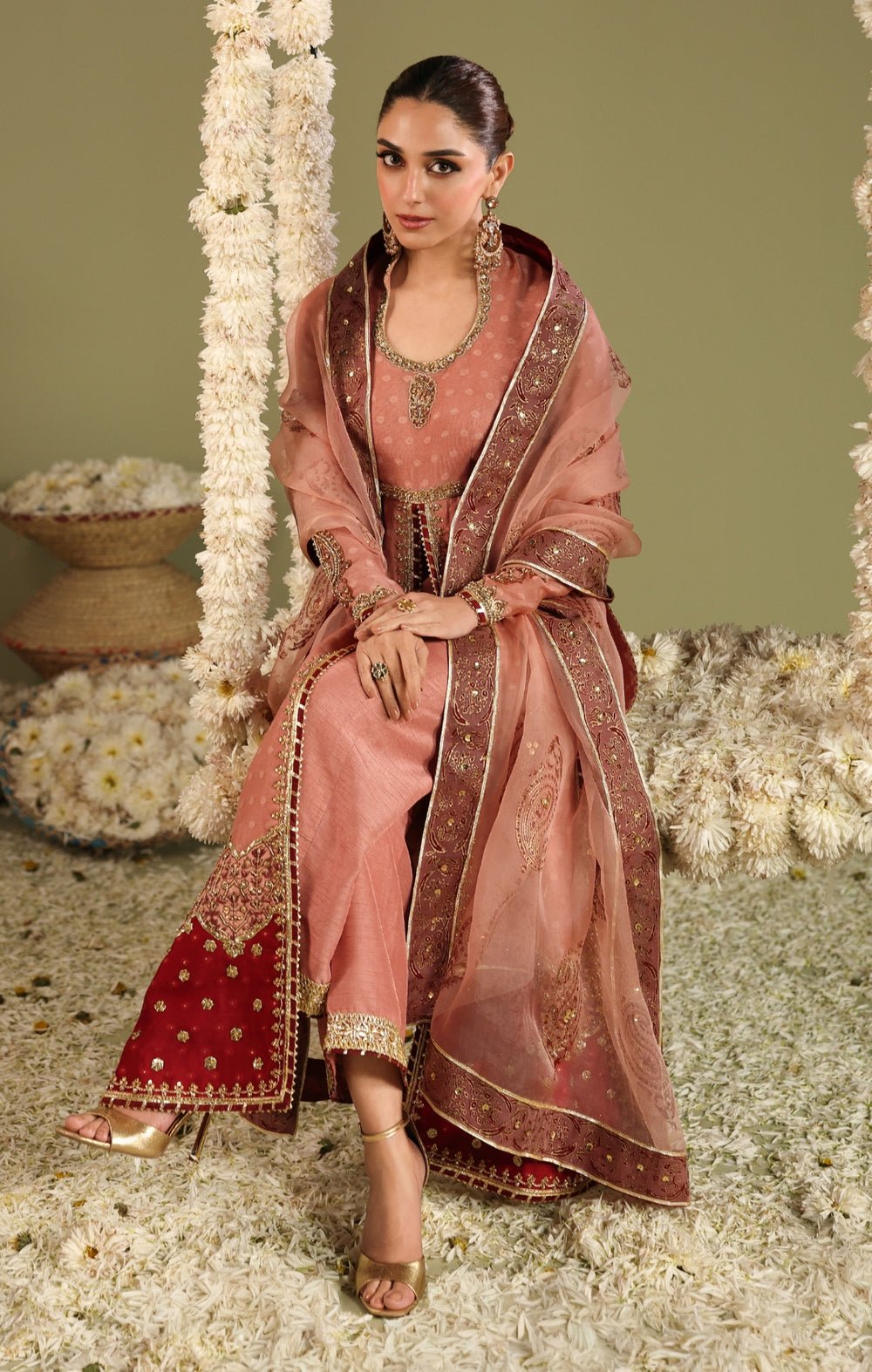 Maya | Jahanara Festive Edit 26 | MEERAS-Brand:Maya-Type:Ladies Clothes-Peach Pink-Cotton Net-House of Maryam- Buy in UK, USA