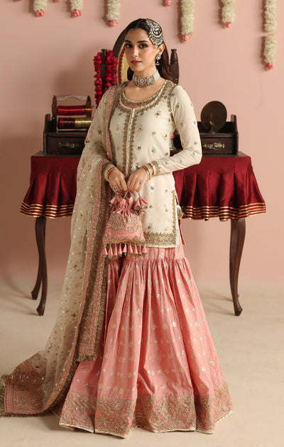 Maya | Jahanara Festive Edit 26 | URSIYA-Brand:Maya-Type:Ladies Clothes-Ivory-Silk Karandi-House of Maryam- Buy in UK, USA