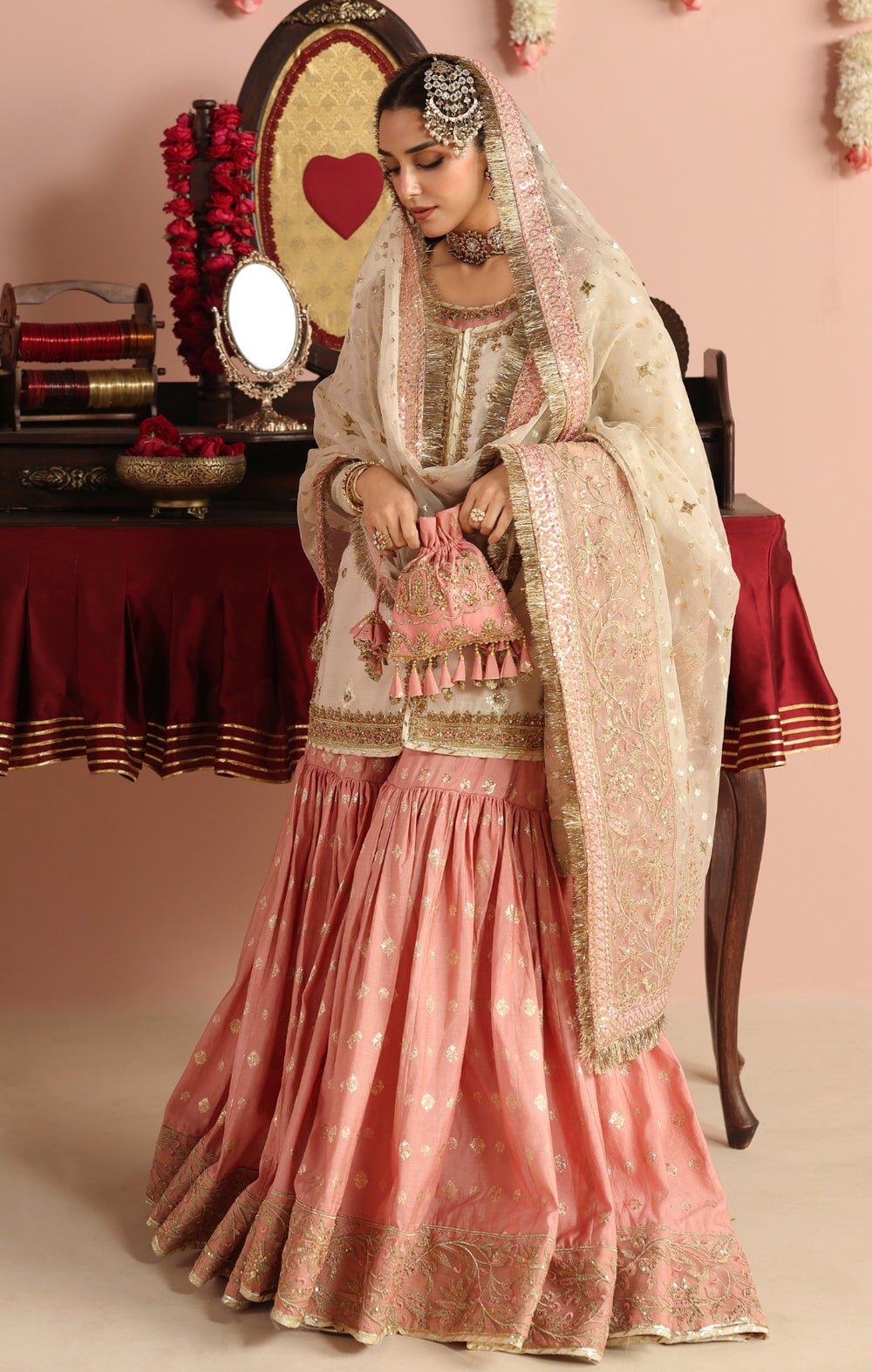 Maya | Jahanara Festive Edit 26 | URSIYA-Brand:Maya-Type:Ladies Clothes-Ivory-Silk Karandi-House of Maryam- Buy in UK, USA