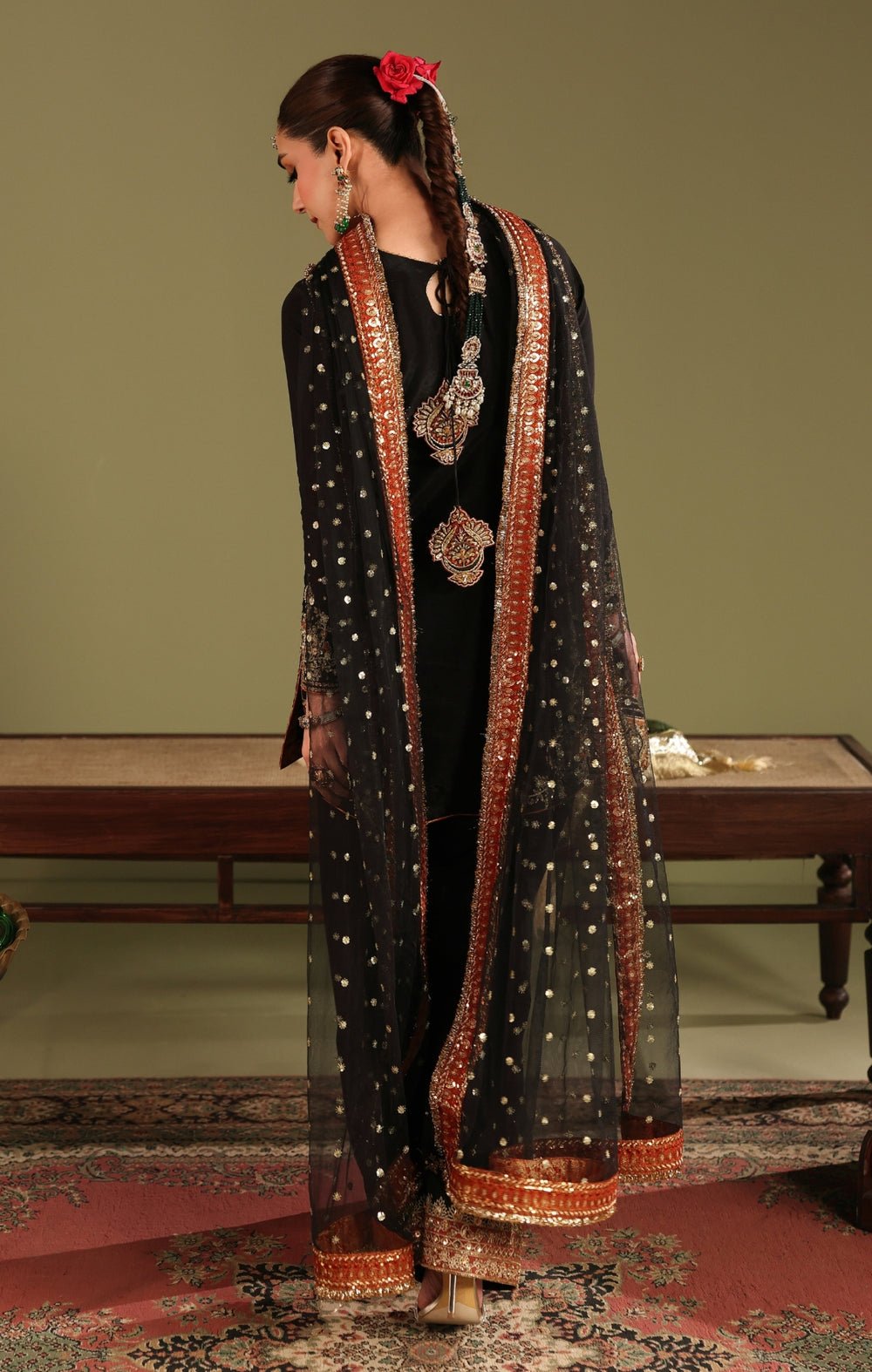 Maya | Jahanara Festive Edit 26 | ZARQASH-Brand:Maya-Type:Ladies Clothes-Black-Tissue Silk-House of Maryam- Buy in UK, USA
