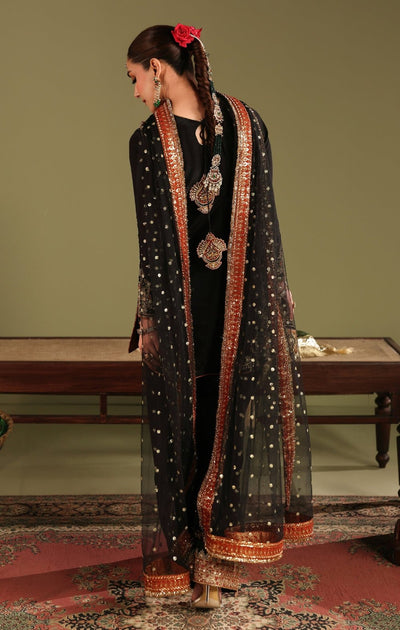 Maya | Jahanara Festive Edit 26 | ZARQASH-Brand:Maya-Type:Ladies Clothes-Black-Tissue Silk-House of Maryam- Buy in UK, USA