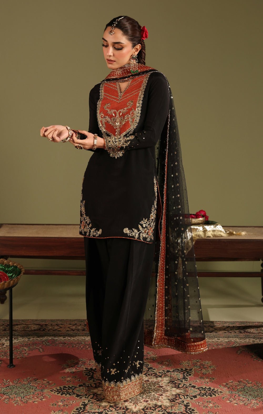 Maya | Jahanara Festive Edit 26 | ZARQASH-Brand:Maya-Type:Ladies Clothes-Black-Tissue Silk-House of Maryam- Buy in UK, USA
