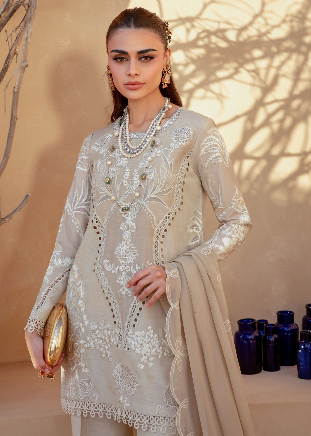 Saira Shakira | Rosea Casual Pret 25 | Latte Glow -  Saira Shakira Ladies Clothes - Original Designer Dress - House of Maryam