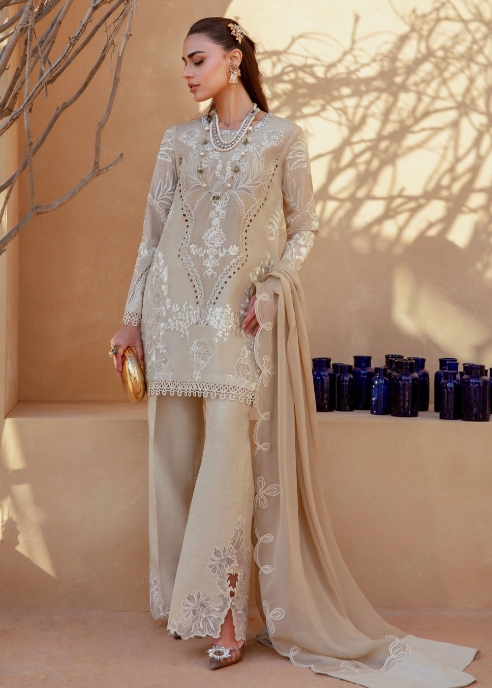 Saira Shakira | Rosea Casual Pret 25 | Latte Glow -  Saira Shakira Ladies Clothes - Original Designer Dress - House of Maryam