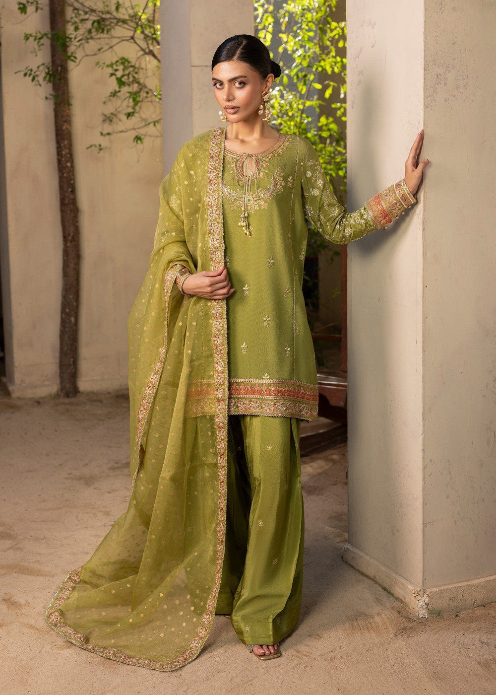 Diara Couture | Rangrez Luxe Pret |  DF-49 - OLIVE GREEN