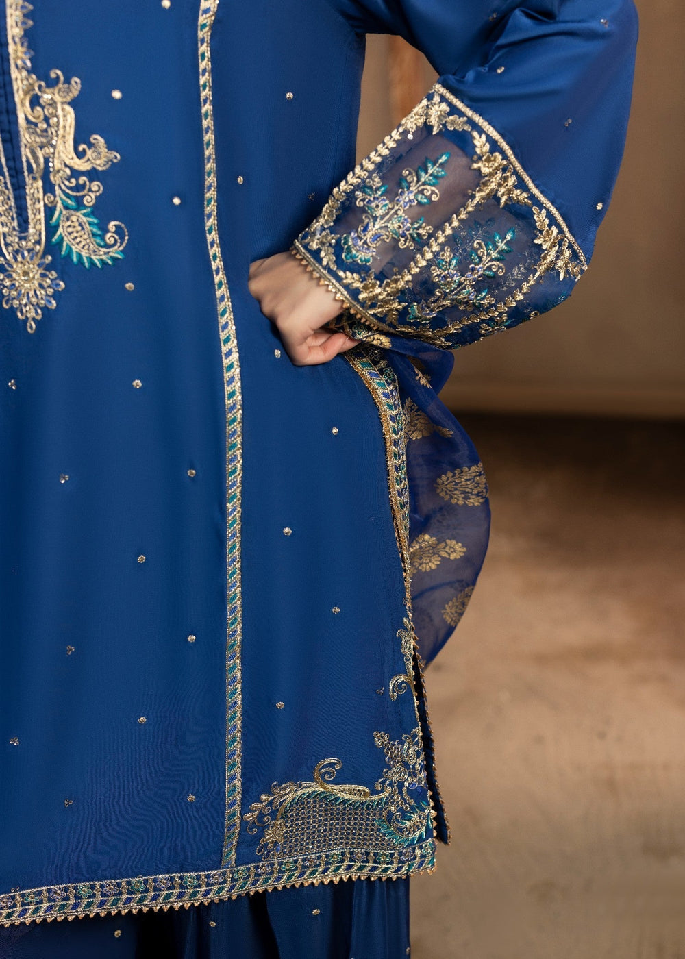 Diara Couture | Rangrez Luxe Pret | DF-50 - NAVY BLUE, image 5