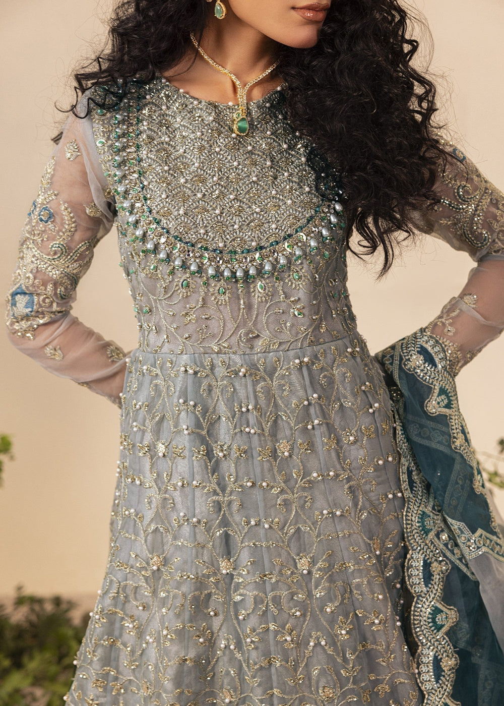 Diara Couture | Tabeer Formals | DF-13 - FROST BLUE, image 3