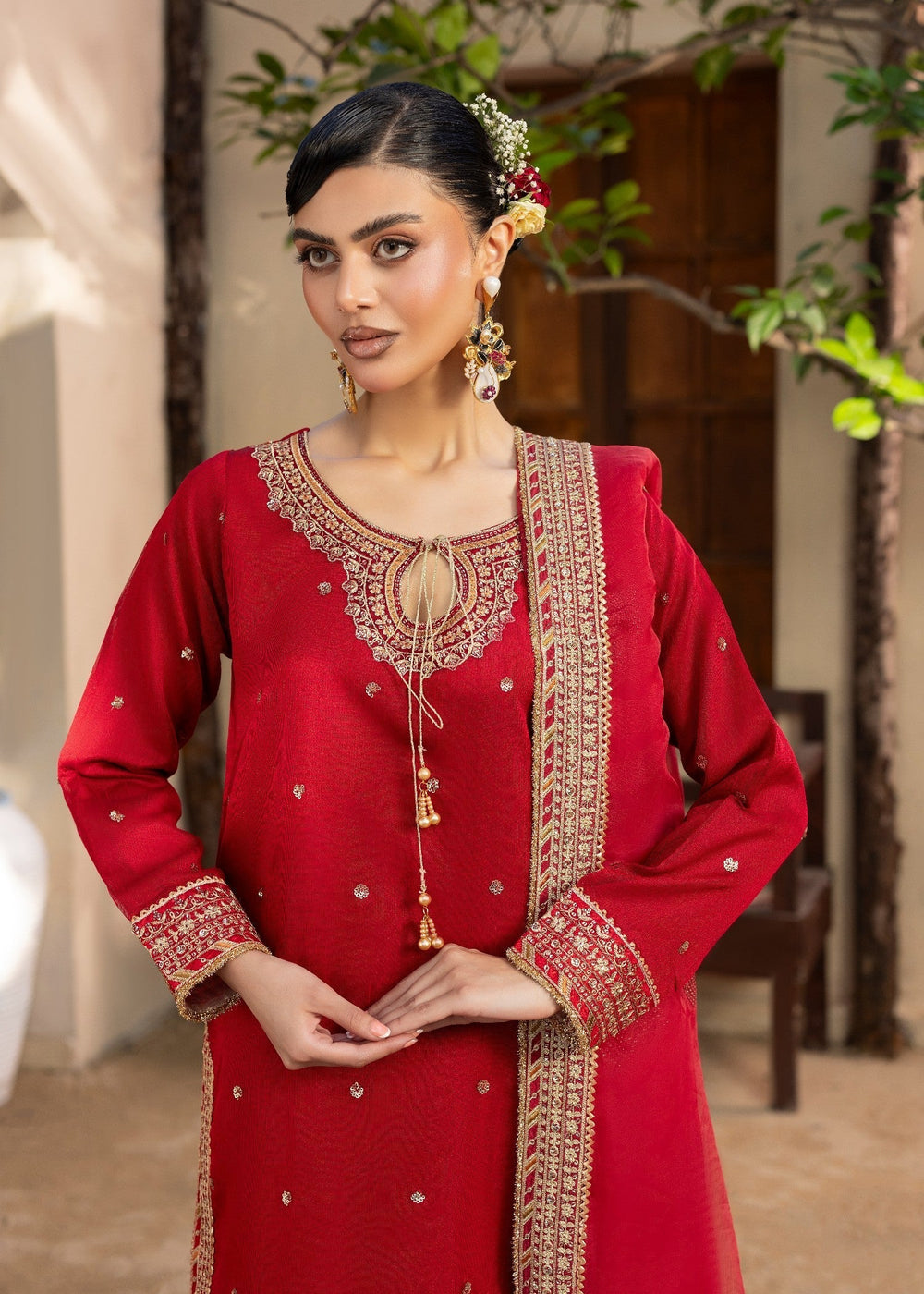 Diara Couture | Rangrez Luxe Pret | DF-46 - RED, image 4
