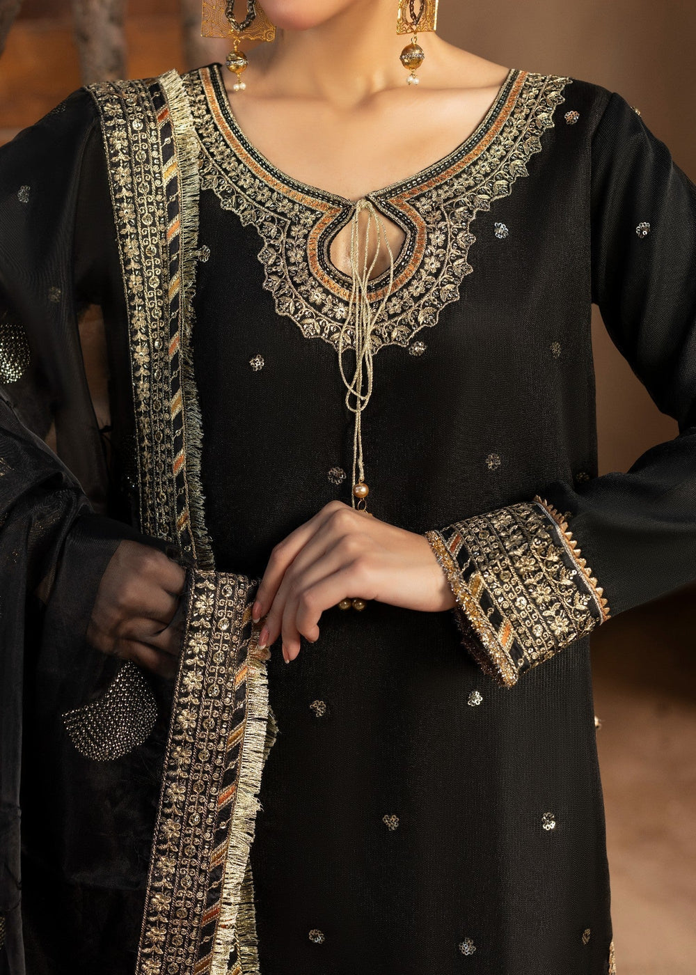Diara Couture | Rangrez Luxe Pret | DF-46 - BLACK, image 5
