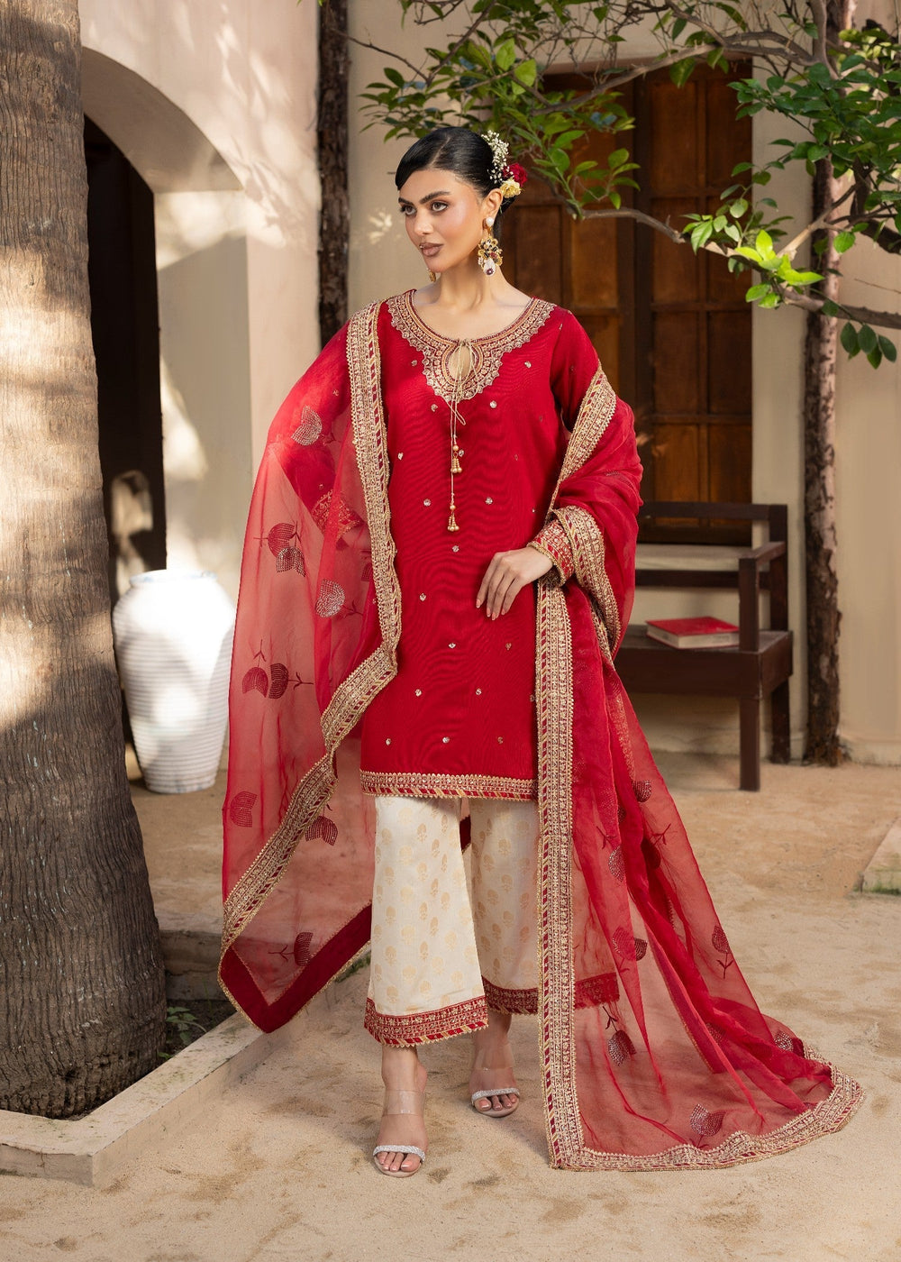 Diara Couture | Rangrez Luxe Pret | DF-46 - RED, image 3
